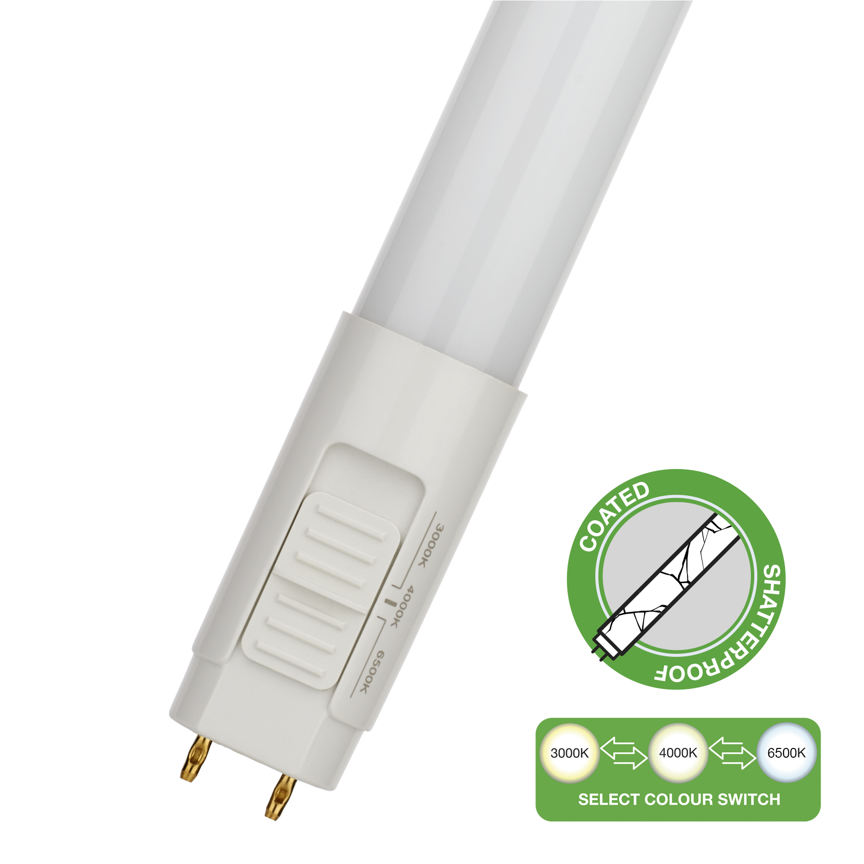 LED Shatterproof T8 Switch 600 G13 9W (18W) 990lm 830-865 EM+AC